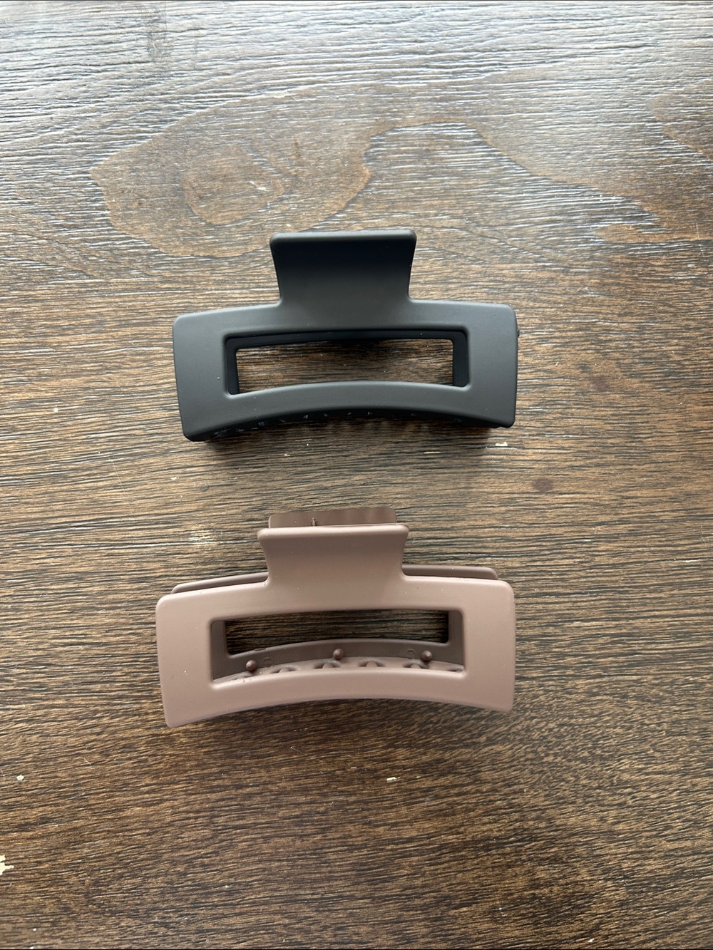 Matte Black and Brown Rectangle Hair Claw Clips - 2 Pack